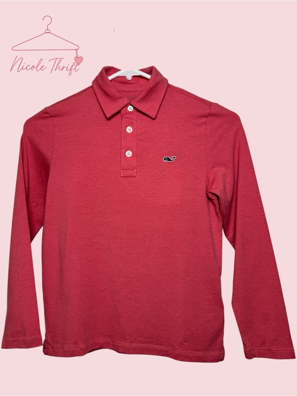 Vineyard Vines Boys Edgartown Long Sleeve Polo Coral Size 7